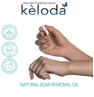 KÈLODA Scar & Keloid Removal Tea Tree Oil, Post Surgery Scars & Keloids Treatment, For Acne, Burns & Piercing, Formulated with Anti-Scar Cocoa, Shea Butter, Vitamin E & Lavender, 1 Oz