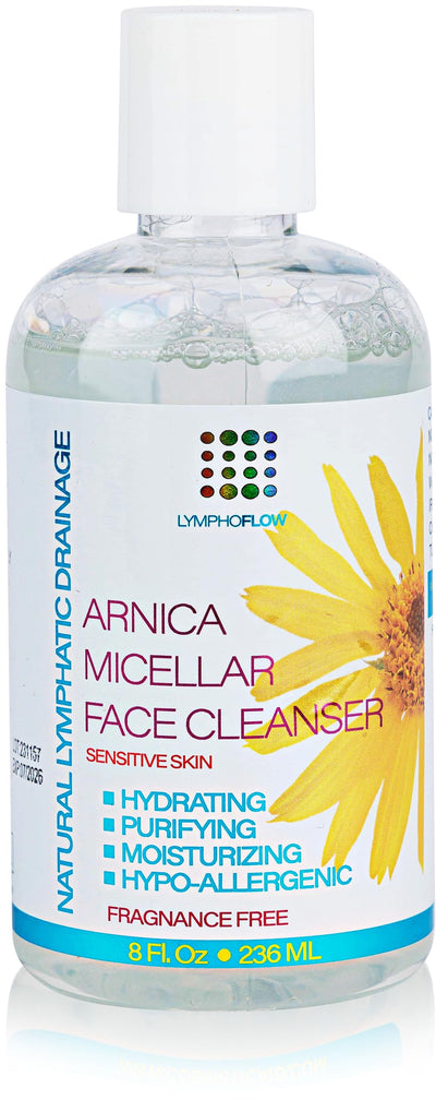 Bruizex Arnica Montana Micellar Cleansing Water for All Skin Types I Facial Cleanser & Makeup Remover I For Natural Lymphatic Drainage I Face Puffiness Reduction I Use with Pads, Face Mask I 8 Oz