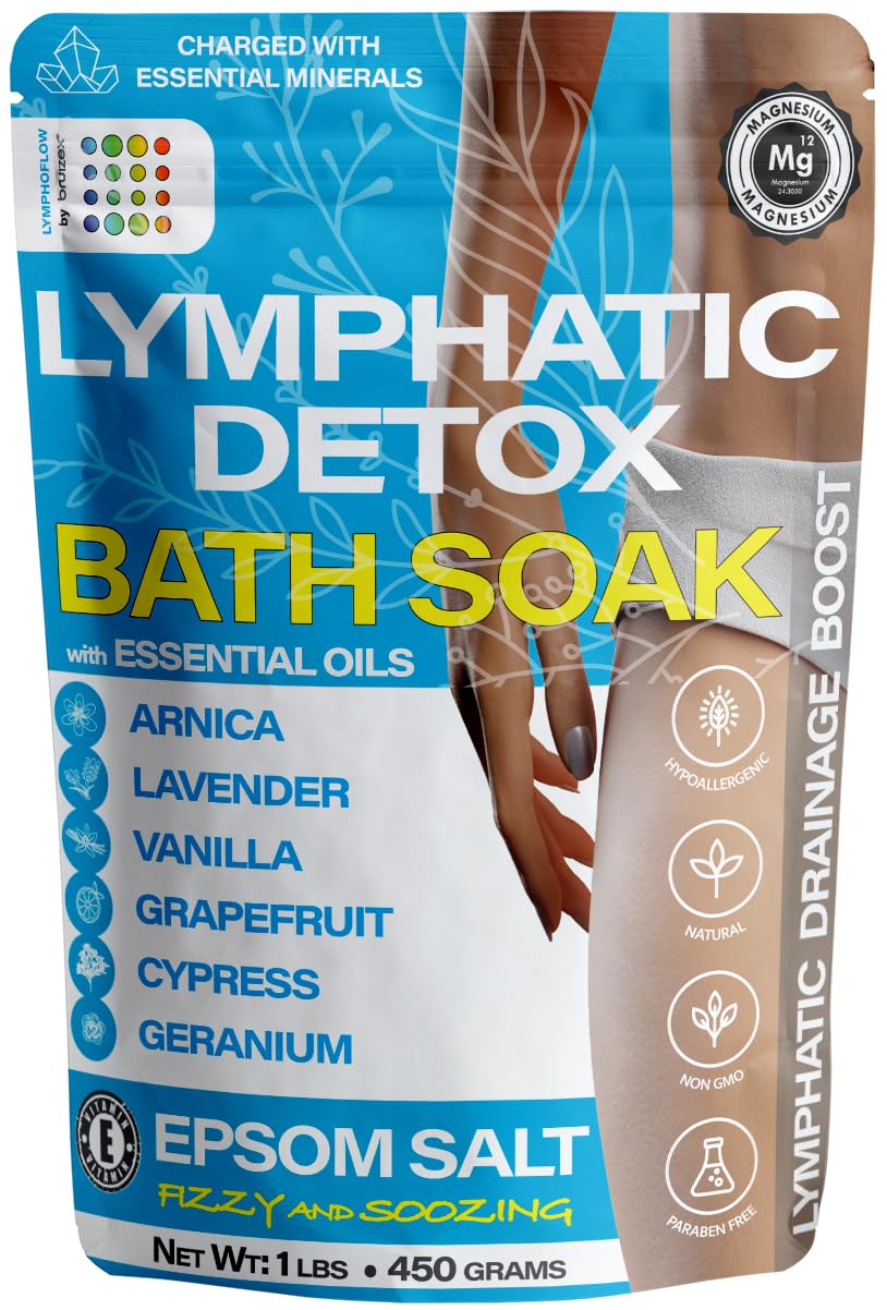 Arnica Montana Bath Salts, Espom Salt Bath Soak for Lymphatic Drainage & Body Detox, Epsom Salts for Soaking with Essential Oils, Bath Salts for Pain Relief, Swelling & Post Surgery, 1 Lb