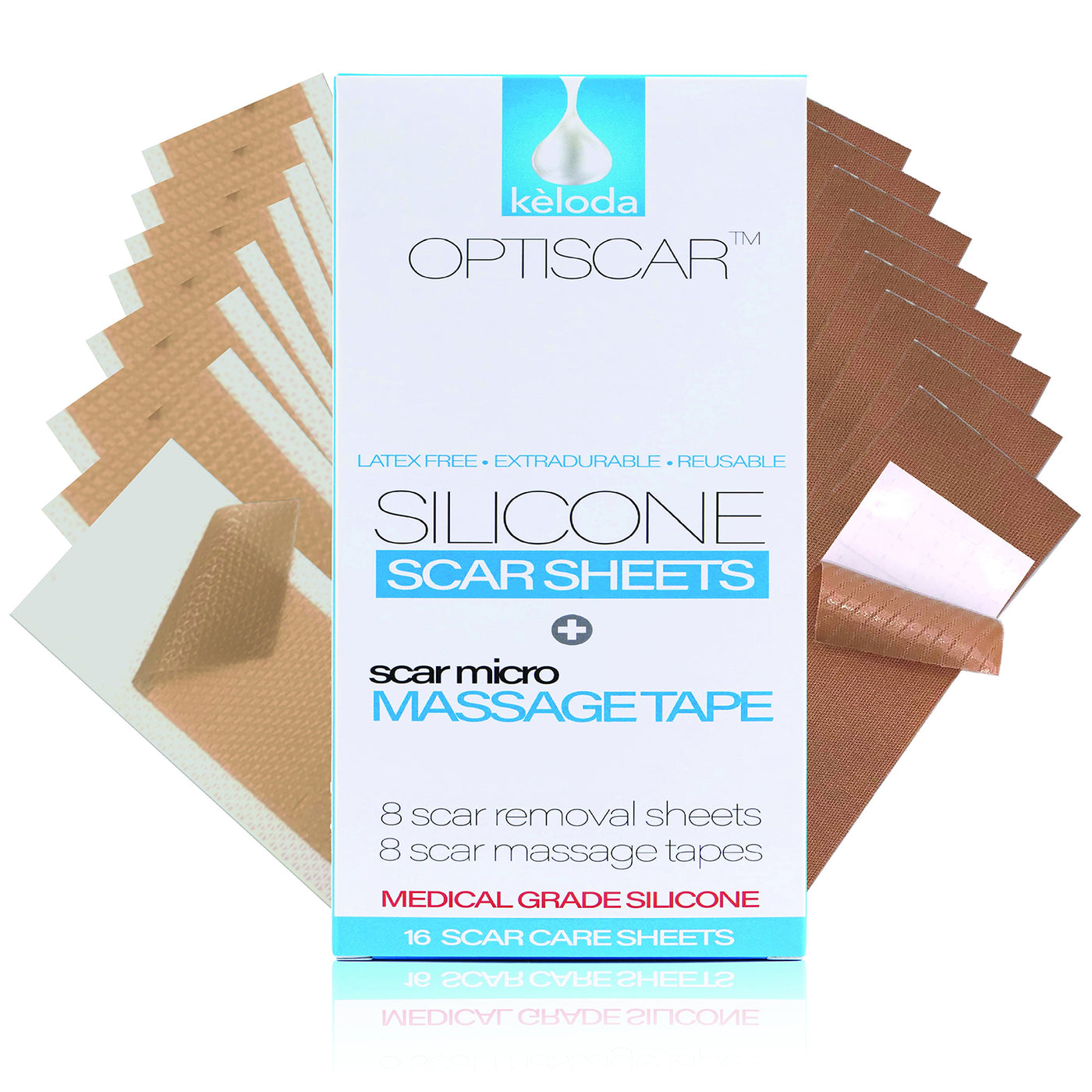 Optiscar Silicone Sheets + Scar Massage Tape –